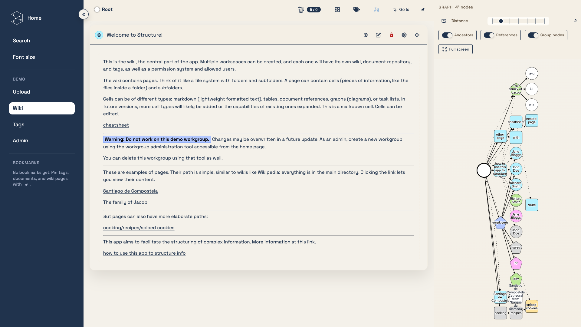 Structure landing example screenshot