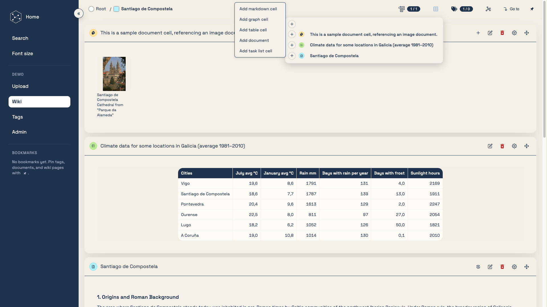 Expanded add-cell menu Expanded add-cell menu