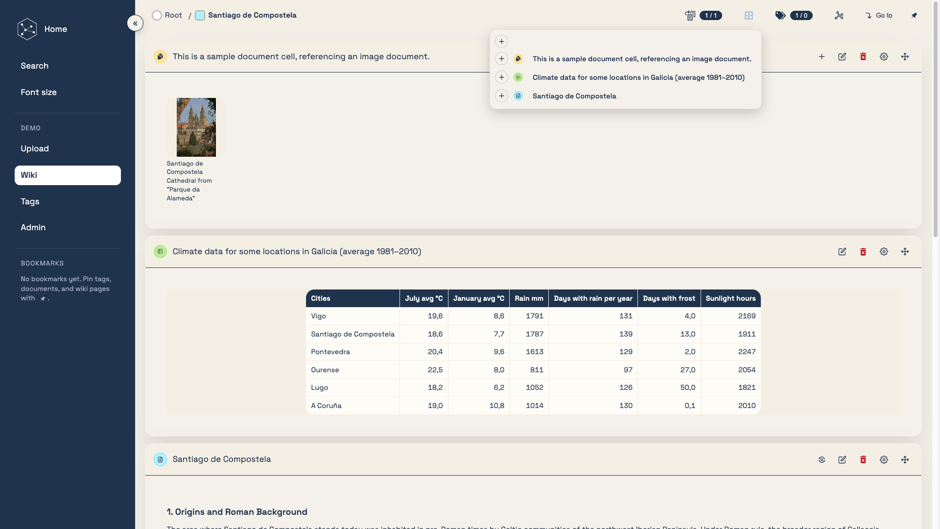 Page with existing cells Page with existing cells